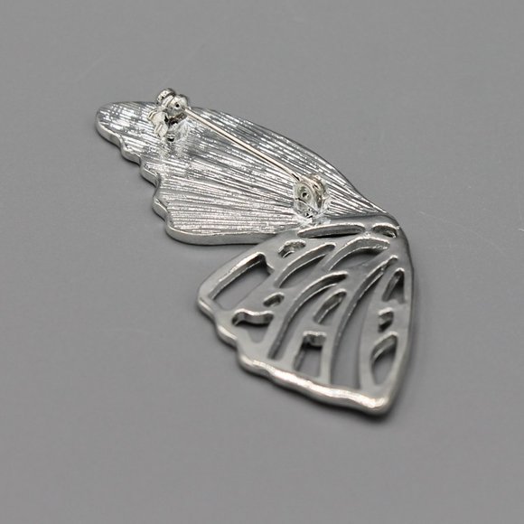 Butterfly wind shaped pin brooch silver blue - Picture 8 of 10